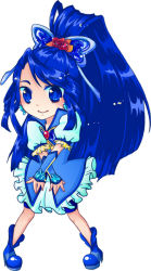 Rule 34 | 00s, 1girl, bad id, bad pixiv id, blue eyes, blue hair, brooch, bug, butterfly, chibi, cure aqua, dress, earrings, flower, frills, gloves, hair ornament, hairpin, hakomura, bug, jewelry, long hair, magical girl, matching hair/eyes, minazuki karen, ponytail, precure, red flower, red rose, rose, shoes, sidelocks, smile, solo, yes! precure 5