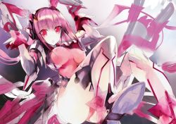 Rule 34 | 1girl, animal ears, ass, bodysuit, boots, breasts, breasts apart, rabbit ears, gloves, highres, mecha musume, nipples, original, pink hair, red eyes, see-through, sketch, solo, thigh boots, thighhighs, yudesoba