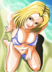 Rule 34 | beach, bikini, blonde hair, blue eyes, breasts, dead or alive, large breasts, ocean, pussy, swimsuit, tecmo, tina armstrong, uncensored