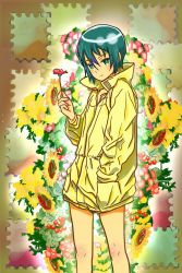 Rule 34 | 00s, 1girl, androgynous, artist request, bottomless, coat, flower, kino (kino no tabi), kino no tabi, looking at viewer, puzzle, short hair, smile, solo, tagme