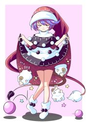 Rule 34 | 1girl, blue hair, doremy sweet, dream soul, dream world (touhou), dress, hat, highres, multicolored clothes, multicolored dress, nightcap, nightgown, pom pom (clothes), red hat, sheep, short hair, solo, tail, touhou, zenji029