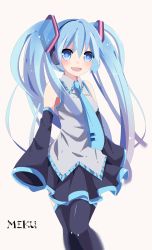 Rule 34 | 1girl, absurdres, bad id, bad pixiv id, blue eyes, blue hair, character name, chrono (himadon), detached sleeves, hatsune miku, headphones, highres, long hair, matching hair/eyes, necktie, open mouth, skirt, sleeves past wrists, solo, thighhighs, twintails, very long hair, vocaloid