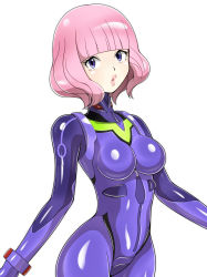 Rule 34 | 1girl, absurdres, artist request, breasts, curvy, evangelion: 3.0+1.0 thrice upon a time, helmet, highres, kitakami midori, lips, looking at viewer, medium breasts, neon genesis evangelion, pink hair, plugsuit, rebuild of evangelion, shiny clothes, shiny skin, short hair, solo, upper body