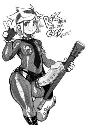 Rule 34 | 1girl, alternate costume, ami dixie, bad id, bad tumblr id, boots, breasts, cock ring, collar, electric guitar, fingerless gloves, fishnets, gloves, greyscale, guitar, hairband, huge penis, huge testicles, instrument, knee boots, microskirt, modeseven, monochrome, necktie, nipple piercing, nipple rings, original, penis, penis piercing, piercing, prince albert, sex toy, short hair, skirt, small breasts, solo, spiked cock ring, spiked collar, spikes, testicles, v