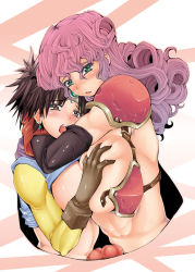 Rule 34 | 2girls, grabbing another&#039;s breast, breast press, breasts, brown eyes, brown hair, chunsoft, circlet, dragon quest, dragon quest iii, elbow gloves, enix, futa with futa, futanari, gloves, grabbing, green eyes, huge breasts, long hair, multiple girls, multiple penises, penis, penises touching, pink hair, red-rum, roto (dq3), shoulder pads, soldier (dq3), square enix, symmetrical docking