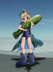 Rule 34 | 1girl, ahoge, aircraft, airplane, bad anatomy, bomb, explosive, highres, mecha musume, military, one-piece swimsuit, poorly drawn, ribbon, rollerskate, school swimsuit, skates, solo, swimsuit