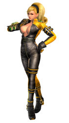 Rule 34 | 3d, ankle boots, blonde hair, bodysuit, boots, breasts, cleavage, full-length zipper, hairband, highres, kof: maximum impact, large breasts, lien neville, official art, snk, the king of fighters, unzipped, zipper