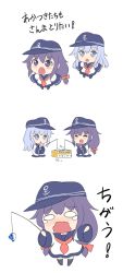 Rule 34 | 10s, 2girls, :d, ^ ^, akatsuki (kancolle), alternate hairstyle, anchor symbol, black legwear, blue eyes, closed eyes, commentary request, dress, closed eyes, flat cap, gale kawaii, hair ribbon, hat, hibiki (kancolle), kantai collection, let&#039;s go fishin&#039;, long hair, long sleeves, multiple girls, neckerchief, open mouth, purple hair, red ribbon, ribbon, sailor dress, silver hair, sleeves past wrists, smile, tears, translation request, tress ribbon, wavy mouth, aged down
