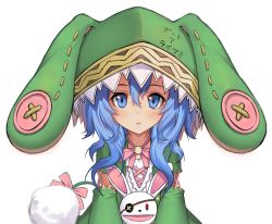 Rule 34 | 10s, 1girl, [saw], animal hood, blue eyes, blue hair, rabbit hood, date a live, hood, long hair, looking at viewer, matching hair/eyes, parted lips, sketch, solo, translation request, transparent background, yoshino (date a live), yoshinon