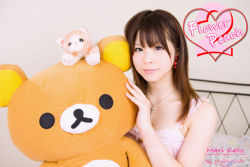 Rule 34 | bed, dress, flower peach 2, katou mari, photo (medium), stuffed animal, stuffed toy, teddy bear
