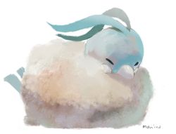 Rule 34 | altaria, bad id, bad pixiv id, commentary request, creatures (company), closed eyes, fluffy, full body, game freak, gen 3 pokemon, manino (mofuritaionaka), nintendo, no humans, pokemon, pokemon (creature), signature, simple background, white background