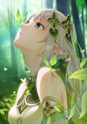 Rule 34 | + +, 1girl, absurdres, aged up, bare shoulders, blush, bug, butterfly, butterfly on nose, cross-shaped pupils, day, genshin impact, green eyes, grey hair, highres, insect, lens flare, lightria, long hair, nahida (genshin impact), outdoors, parted lips, photoshop (medium), pointy ears, signature, solo, symbol-shaped pupils, teeth, upper body, upper teeth only, very long hair