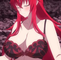 Rule 34 | 1girl, bra, breasts, cleavage, high school dxd, large breasts, long hair, red hair, rias gremory, screencap, stitched, third-party edit, underwear