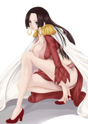 Rule 34 | 1girl, black hair, blue eyes, boa hancock, breasts, chigusa suzume, earrings, high heels, jewelry, large breasts, one piece, shoes