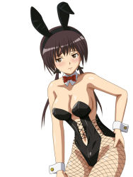 Rule 34 | 1girl, animal ears, breasts, brown hair, fake animal ears, fishnet pantyhose, fishnets, gertrud barkhorn, hiro (hankakudouga), large breasts, pantyhose, playboy bunny, rabbit ears, solo, strike witches, twintails, world witches series, wrist cuffs