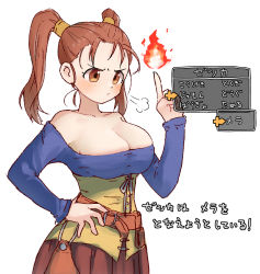Rule 34 | blush, breasts, cleavage, corset, dragon quest, dragon quest viii, highres, japanese text, jessica albert, large breasts, orange hair, twintails