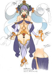 Rule 34 | 00s, 10s, 1girl, anklet, aqua eyes, ass, ban! (bansankan), bare shoulders, barefoot, bracelet, breasts, bridal gauntlets, butt crack, character sheet, choker, crown, feet, hip focus, jewelry, lipstick, luna luna (queen&#039;s blade), makeup, navel, purple hair, queen&#039;s blade, queen&#039;s blade rebellion, revealing clothes, ribbon, see-through, short hair, skirt, solo, thigh gap, thighhighs, thighs, translation request, underboob, wide hips