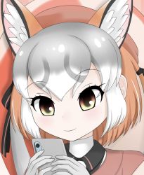 Rule 34 | animal ears, blazer, gloves, hat, island fox (kemono friends), jacket, kemono friends, kemono friends v project, long hair, necktie, open mouth, school uniform, shirt, shoes, silver hair, skirt, smile, solo, tail, twintails, virtual youtuber