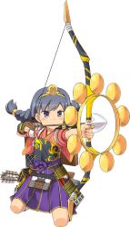 Rule 34 | 1girl, aiming, arrow (projectile), artist request, blue eyes, blue hair, bow (weapon), braid, drawing bow, earrings, full body, gloves, hair ornament, holding, holding arrow, holding bow (weapon), holding weapon, jewelry, kneeling, obi (oshiro project), official art, oshiro project:re, oshiro project:re, partially fingerless gloves, partly fingerless gloves, pleated skirt, quiver, short sleeves, skirt, solo, transparent background, twintails, weapon, yugake