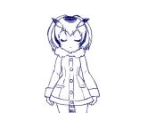 Rule 34 | &gt; &lt;, 1girl, animated, bird tail, blinking, buttons, clenched hands, coat, commentary request, crying, fur collar, head wings, kemono friends, looking at viewer, lowres, monochrome, multicolored hair, northern white-faced owl (kemono friends), owl ears, pocket, sakino shingetsu, short hair, solo, tail, tearing up, video, wings