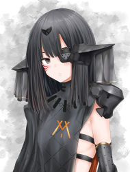 Rule 34 | 1girl, absurdres, arm guards, armor, black hair, blush, breasts, brown eyes, brown hair, closed mouth, dress, eyepatch, facial mark, girls&#039; frontline, hair ornament, headgear, highres, long hair, multicolored hair, nyto (girls&#039; frontline), adeline (girls&#039; frontline), open clothes, open dress, ribbon, ru zhai, sideboob, sidelocks, skindentation, small breasts, solo, strap