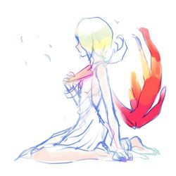 Rule 34 | 1girl, breath of fire, closed mouth, nina (breath of fire v), short hair, simple background, solo, white background