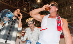 Rule 34 | &gt; &lt;, (2ch), 2channel, :d, > <, absurdres, alcohol, bat (animal), beer, billy herrington, black hair, blouse, collared shirt, convention, drinking, earbuds, earphones, gachimuchi pants wrestling, glass, glasses, hat, highres, id card, jewelry, laughing, megaphone, mob cap, muscular, necklace, nishimura, nishimura hiroyuki, open mouth, real life, scarf, shirt, smile, sunglasses, tank top, white shirt, wrestling (series), xd, zun, zun hat