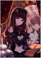Rule 34 | 1girl, argyle, bad id, bad pixiv id, black dress, blue eyes, blunt bangs, blush stickers, book, bow, brown hair, candle, crescent, curtains, demon wings, different reflection, dress, dual persona, fire, fire, gem, hairband, head tilt, highres, instrument, kurosu aroma, lolita hairband, long hair, long sleeves, looking at viewer, low wings, mirror, open book, piano, pink bow, pretty series, pripara, reflection, skull, smile, sparkle, stuffed animal, stuffed rabbit, stuffed toy, tears, tree, wavy mouth, window, wings, xingjinmeijian