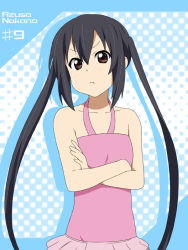 Rule 34 | 1girl, :t, bare shoulders, black hair, can&#039;t be this cute, casual one-piece swimsuit, character name, crossed arms, halterneck, ikari manatsu, k-on!, long hair, nakano azusa, one-piece swimsuit, ore no imouto ga konna ni kawaii wake ga nai, parody, pink one-piece swimsuit, pout, solo, swimsuit, taketatsu ayana, twintails, voice actor connection