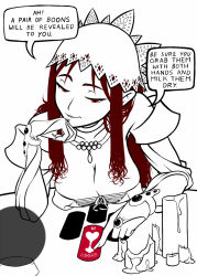 Rule 34 | 1girl, bad id, bad pixiv id, breasts, bridal gauntlets, brown hair, candle, card, cleavage, dahna, dahna (grandia), deliciousorange, downblouse, english text, facing viewer, grandia, grandia iii, half-closed eyes, headdress, jewelry, large breasts, lineart, long hair, necklace, orb, original, partially colored, pov, red eyes, sexually suggestive, sidelocks, solo, tarot, tarot set, wax