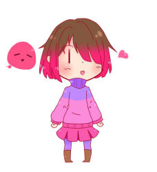 Rule 34 | akumu (glitchtale), bete noire, boots, brown hair, clothes, glitchtale, pink eyes, pink hair, pink shirt, purple shirt, red skirt, shirt, short hair, skirt, bad tag, white background