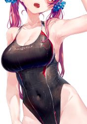 Rule 34 | 1girl, akasaai, armpits, competition swimsuit, highres, hololive, houshou marine, one-piece swimsuit, red hair, solo, swimsuit, virtual youtuber, white background