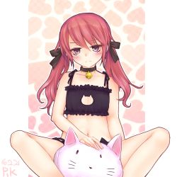 Rule 34 | 10s, 1boy, 2016, amel, americano beans, americano exodus, bad id, bad pixiv id, bell, neck bell, blush, cat cutout, cat lingerie, choker, cleavage cutout, clothing cutout, dated, eyelashes, frown, heart, highres, jingle bell, long hair, looking at viewer, male focus, meme attire, mole, mole under eye, navel, panties, pukel, purple eyes, red hair, side-tie panties, sitting, solo, trap, twintails, underwear