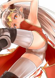 Rule 34 | &gt;:o, 10s, 1girl, :o, aliza (granblue fantasy), ass, bad id, bad pixiv id, breasts, china dress, chinese clothes, draph, dress, earrings, fire, from below, from side, granblue fantasy, grey hair, gymno, horns, jewelry, long hair, looking at viewer, open mouth, orange eyes, panties, pantyshot, pointy ears, ponytail, red dress, ribbed legwear, sideboob, solo, standing, thighhighs, underwear, v-shaped eyebrows, white thighhighs