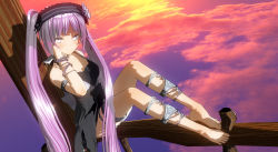 Rule 34 | 1girl, 3d, absurdres, bare shoulders, barefoot, custom maid 3d 2, dress, euryale (fate), fate/grand order, fate/hollow ataraxia, fate/stay night, fate (series), hair ribbon, highres, long hair, purple eyes, purple hair, ribbon, solo, sumxsum03, twintails, very long hair