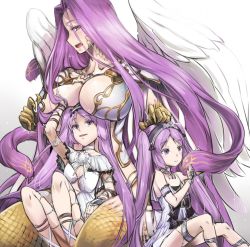 Rule 34 | 3girls, akinaie, armor, bare shoulders, blush, breasts, bustier, choker, claws, cleavage cutout, clothing cutout, dress, embarrassed, euryale (fate), euryale (third ascension) (fate), fate/grand order, fate/hollow ataraxia, fate (series), gold trim, gorgon (fate), gorgon (third ascension) (fate), hairband, hand on another&#039;s head, headdress, headpat, jewelry, large breasts, lolita hairband, long hair, medusa (fate), medusa (rider) (fate), monster girl, multiple girls, navel, open mouth, pauldrons, purple eyes, purple hair, revealing clothes, revealing layer, rider, scales, shoulder armor, siblings, sisters, sitting, slit pupils, smile, snake, square pupils, stheno (fate), stheno (third ascension) (fate), twins, twintails, very long hair, white dress, wings