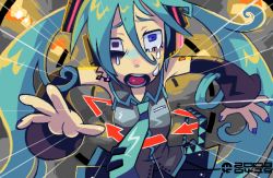 Rule 34 | 1girl, bad drawr id, bad id, detached sleeves, drawr, green hair, hair ornament, hatsune miku, long hair, necktie, oekaki, outstretched arm, reaching, solo, tears, twintails, very long hair, vocaloid