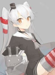 Rule 34 | 10s, 1girl, amatsukaze (kancolle), bad id, bad twitter id, brown eyes, dress, gloves, hairband, kantai collection, long hair, minono aki, rensouhou-kun, sailor dress, short dress, silver hair, solo, thighhighs, twintails, two side up, uniform