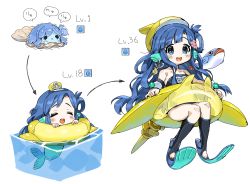 Rule 34 | 1girl, :d, :x, ^ ^, anchor earrings, anchor hat ornament, asari nanami, blue eyes, blue hair, blue nails, blush, clam shell, closed eyes, crying, dot nose, earrings, evolution, fins, fish, flippers, floating, hat, hat ornament, head fins, highres, idolmaster, idolmaster cinderella girls, in water, innertube, jewelry, long hair, mermaid, mini hat, monster girl, nail polish, name tag, one-piece swimsuit, open mouth, school swimsuit, shell hair ornament, smile, spawnfoxy, starfish earrings, strapless, strapless one-piece swimsuit, swim ring, swimsuit, teeth, trembling, upper teeth only, wavy hair
