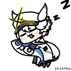 Rule 34 | 1girl, animal ears, animated, animated gif, closed eyes, fish, hug, lowres, open mouth, seseren, sleeping, twitching, zzz