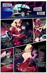 Rule 34 | 1girl, absurdres, amamiya ren, ass, black hair, blonde hair, blush, bodysuit, breasts, cat mask, catsuit, driving, english text, full-length zipper, gloves, hetero, highres, imminent penetration, kinjero, long hair, mask, medium breasts, motor vehicle, naughty face, nipples, open clothes, open mouth, persona, persona 5, pink gloves, red bodysuit, sitting, sitting on person, steering wheel, takamaki anne, twintails, undressing, unzipped, unzipped bodysuit, unzipping, van, zipper