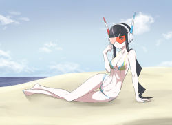 Rule 34 | 10s, 1girl, barefoot, beach, black hair, blue nails, blue sky, bodypaint, breasts, creatures (company), day, elesa (pokemon), feet, game freak, gym leader, headphones, jiffic, long hair, lying, nail polish, naked paint, narrow waist, navel, nintendo, nipples, nude, ocean, on side, painted clothes, pokemon, pokemon bw2, reclining, red-tinted eyewear, red-tinted glasses, sidelocks, sky, solo, sunglasses, thigh gap, tinted eyewear, toenail polish, toenails, toes, visor
