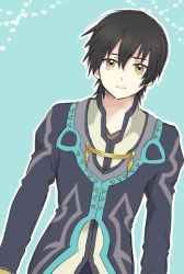 Rule 34 | 1boy, black hair, blue background, jude mathis, looking at viewer, male focus, namo (7-30-7), solo, tales of (series), tales of xillia, yellow eyes