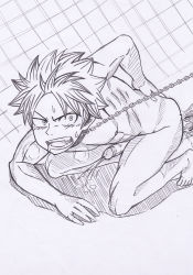 Rule 34 | 1boy, abs, amamamacyan, collar, erection, fairy tail, highres, leash, male focus, natsu dragneel, penis, solo