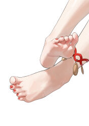Rule 34 | 1girl, absurdres, anklet, barefoot, commentary, feet, feet only, foot focus, highres, honkai: star rail, honkai (series), jewelry, nail polish, red nails, simple background, soles, solo, sweat, user agdu2437, white background, yunli (honkai: star rail)