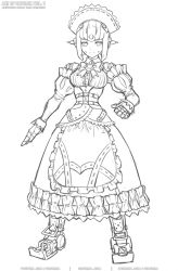 Rule 34 | 1girl, android, apron, breasts, dress, facial mark, gofelem, greyscale, hat, joints, large breasts, lila (xenoblade), long dress, maid, maid apron, monochrome, nintendo, robot joints, short hair, simple background, sketch, solo, white background, xenoblade chronicles (series), xenoblade chronicles 2, xenoblade chronicles (series), xenoblade chronicles 2