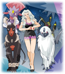 Rule 34 | absol, creatures (company), elite four, game freak, gen 2 pokemon, gen 3 pokemon, gen 4 pokemon, houndoom, karen (pokemon), nintendo, pokemon, pokemon (creature), umbreon, weavile