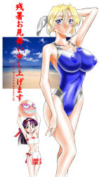 Rule 34 | breasts, large breasts, mokkouyou bond, nipples, one-piece swimsuit, swimsuit, tagme