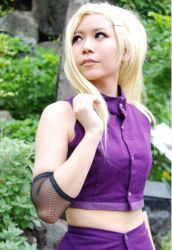 Rule 34 | 1girl, asian, blonde hair, cosplay, female focus, lowres, naruto, naruto (series), outdoors, photo (medium), solo, yamanaka ino, yamanaka ino (cosplay)