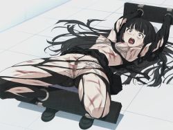 Rule 34 | 1girl, abuse, arched back, arms up, bdsm, black eyes, black hair, black pantyhose, black serafuku, black skirt, bondage, bound, bra, breasts, byakuya rinne, censored, clockup, clothes lift, constricted pupils, covered erect nipples, crying, crying with eyes open, euphoria (clockup), game cg, hamashima shigeo, indoors, injury, long hair, lying, mosaic censoring, nipples, on back, open mouth, pain, panties, pantyhose, pleated skirt, pubic hair, pussy, restrained, scared, school uniform, screaming, serafuku, shirt, shoes, skirt, skirt around belly, skirt lift, stocks, surprised, tears, tile floor, tile wall, tiles, torn bra, torn clothes, torn legwear, torn panties, torn shirt, torture, underwear, whip marks, white panties, wide-eyed